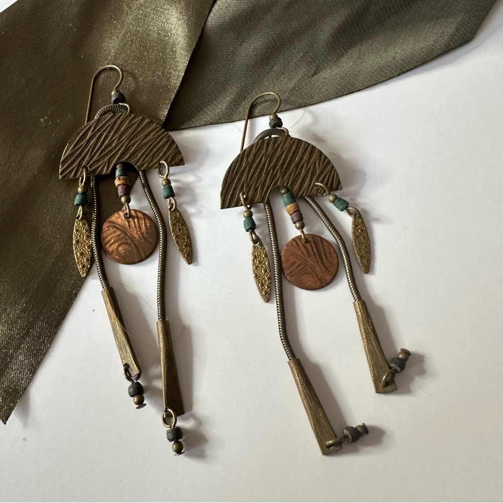 Bohemian Gold and Bronze Dangle Earrings